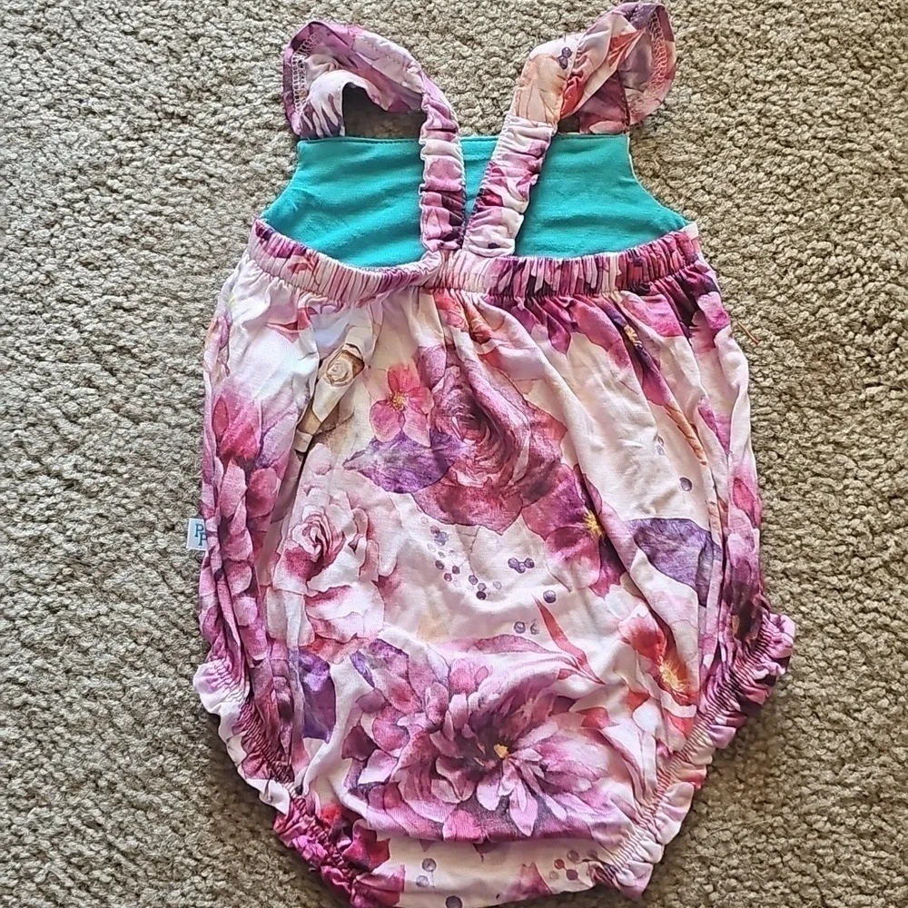 Posh Peanut Ruffled Capsleeve Bubble Romper Amira 3-6M